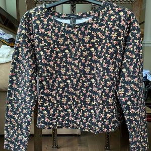 Forever 21 Floral Long-Sleeve Crop Top